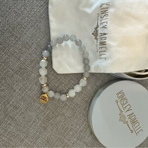 NIB Kinsley Armelle Gray and Gold Beaded Bracelet